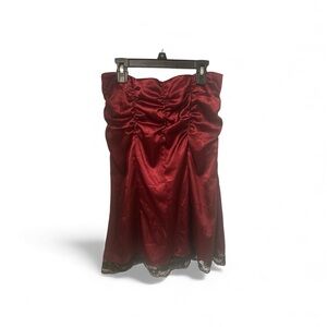 Y2K Sleeveless Burgundy Top Black Lace Detail Zipper Back Women’s Small Catch Me